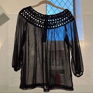 Black See-through Top with Fun Collar Design